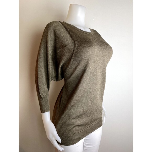 F. Vince Top M Green Dolman Sleeves Blouse Round Neck - Picture 3 of 9
